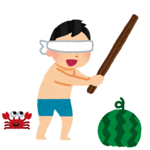 三大パチスロのキャラが謎にやりがちなイベント「スイカ割り」「射的」